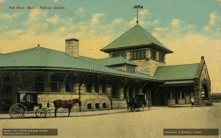 Postcard: Fall River, Massachusetts.  Railway Station